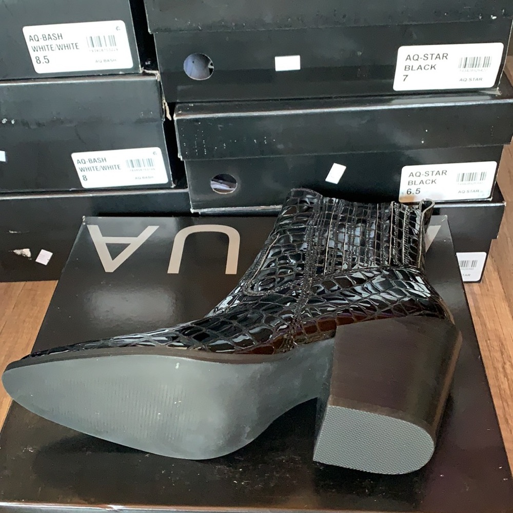 Aqua Womens Star Patent Block Heel Ankle Boots - Picture 6 of 9